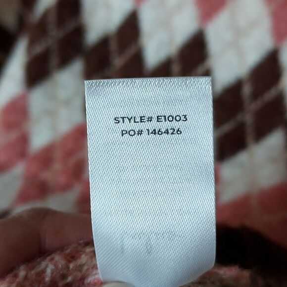 🆕Lulu's‎ Clued In Cutie Brown Pink Cream Multi Argyle Mini Sweater Dress L - Picture 8 of 9